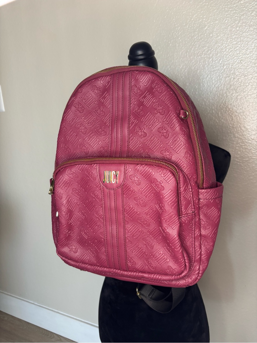 Juicy Couture Burgundy Embossed Logo Mini Backpack
